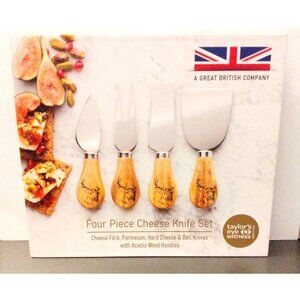4pc Stag Acacia Wood Cheese Knife Set, Christmas Gift